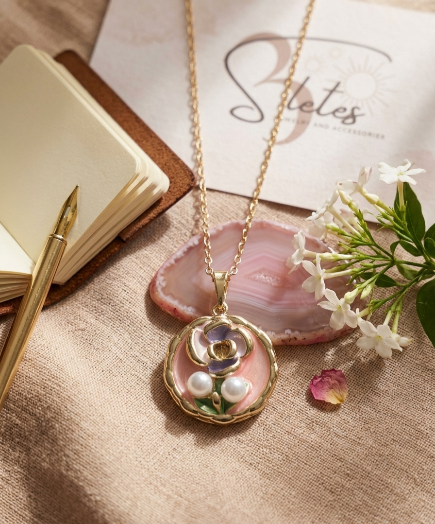 Camafeo floral perlas