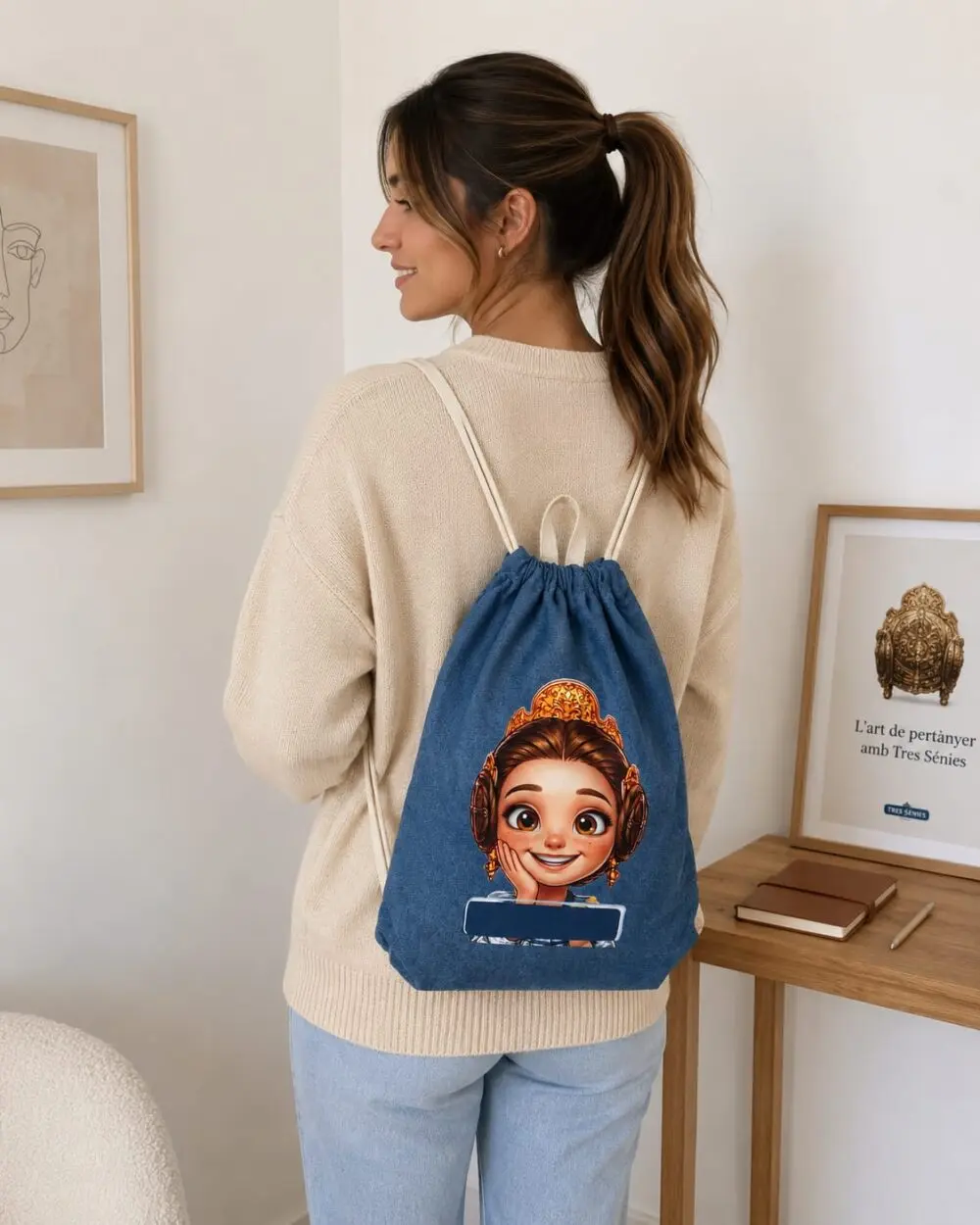Mochila doble asa, Tejido Denim - Personalizable