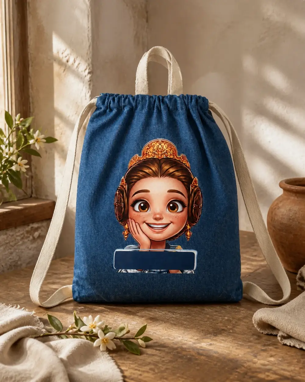 Mochila doble asa, Tejido Denim - Personalizable
